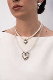 Collar Corazón Puntos Perlitas