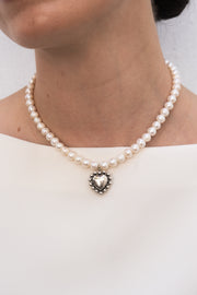 Collar Corazón Puntos Perlitas