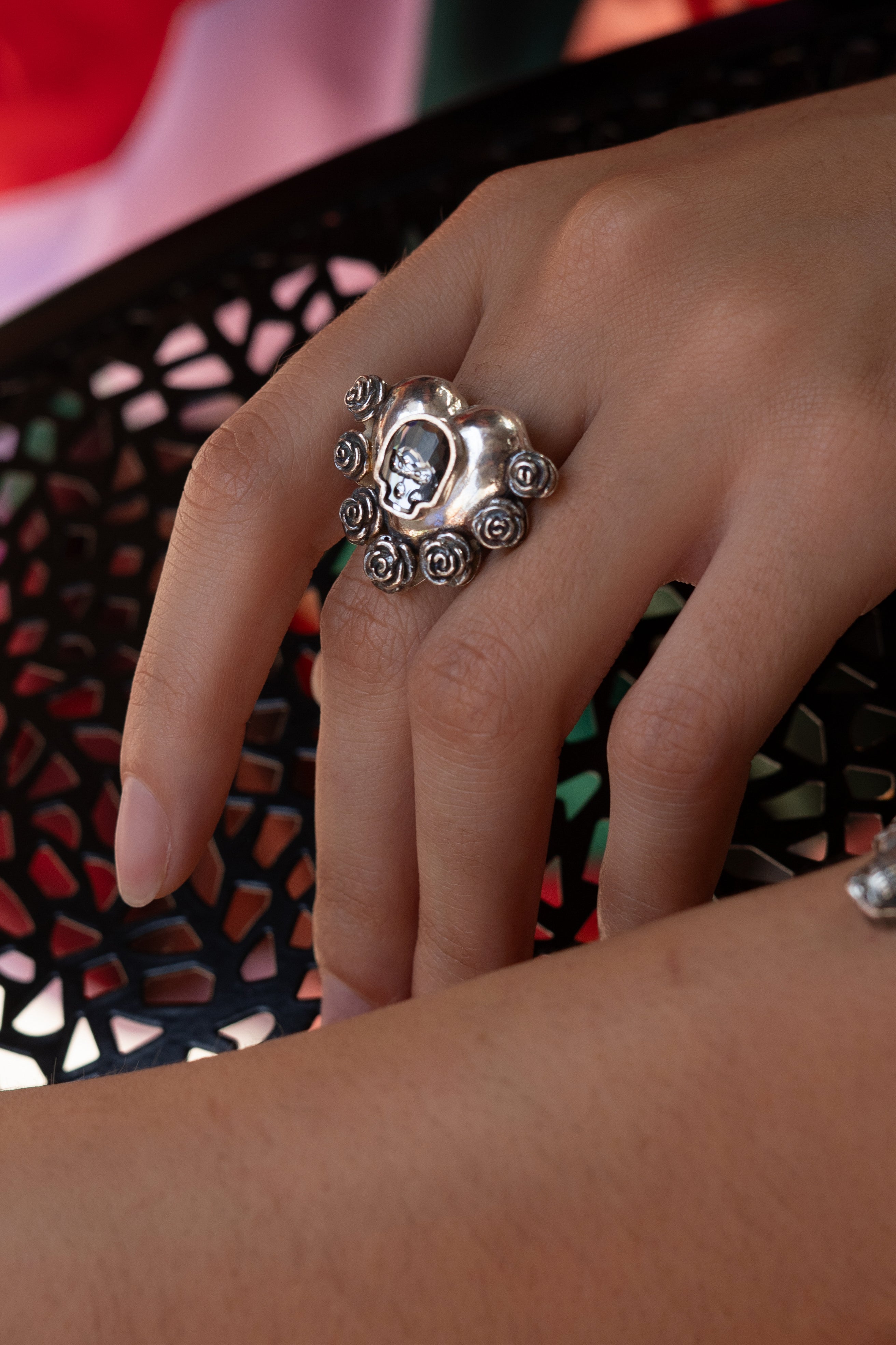 Anillo Calavera y Corazones