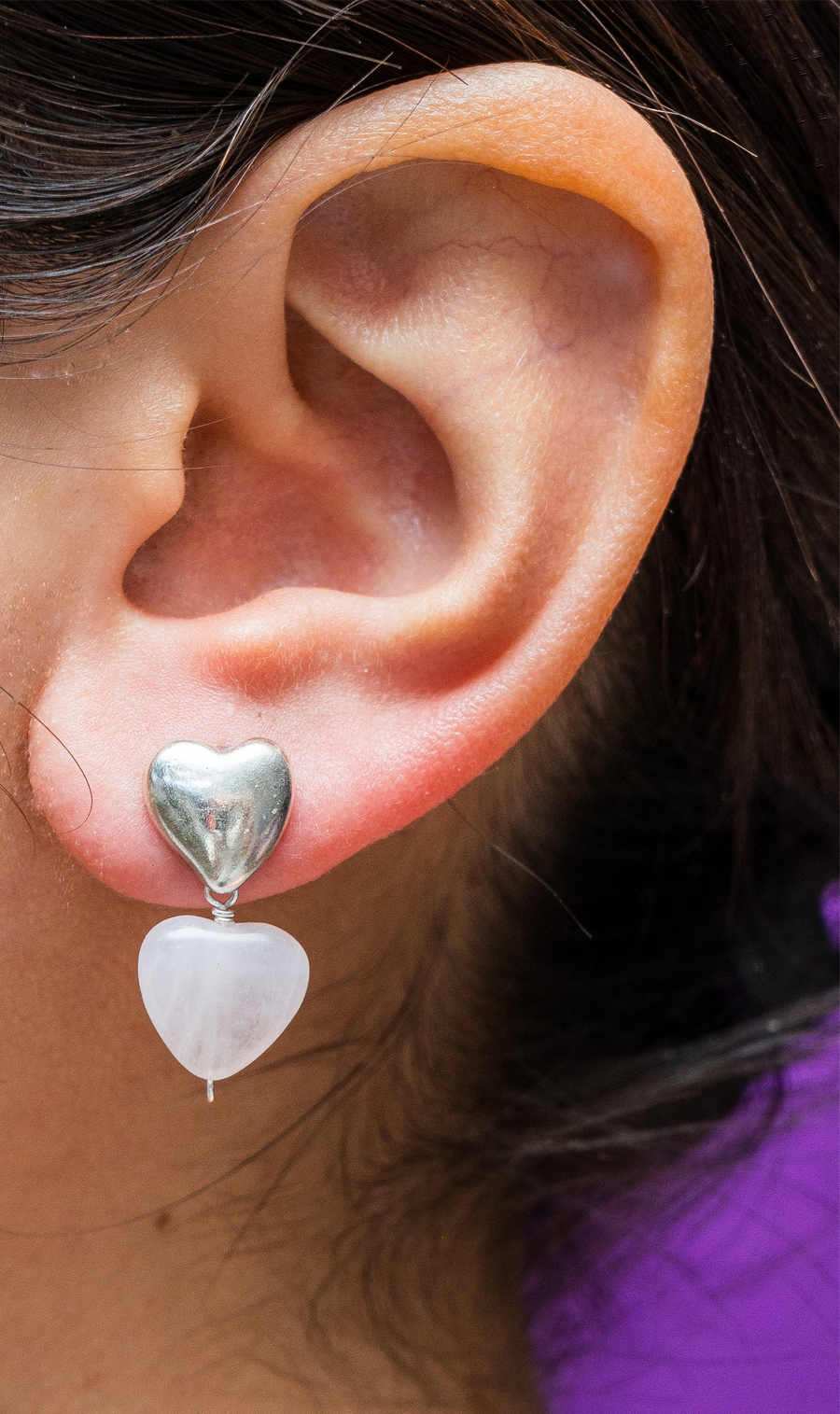 Aretes Corazón Cuarzo