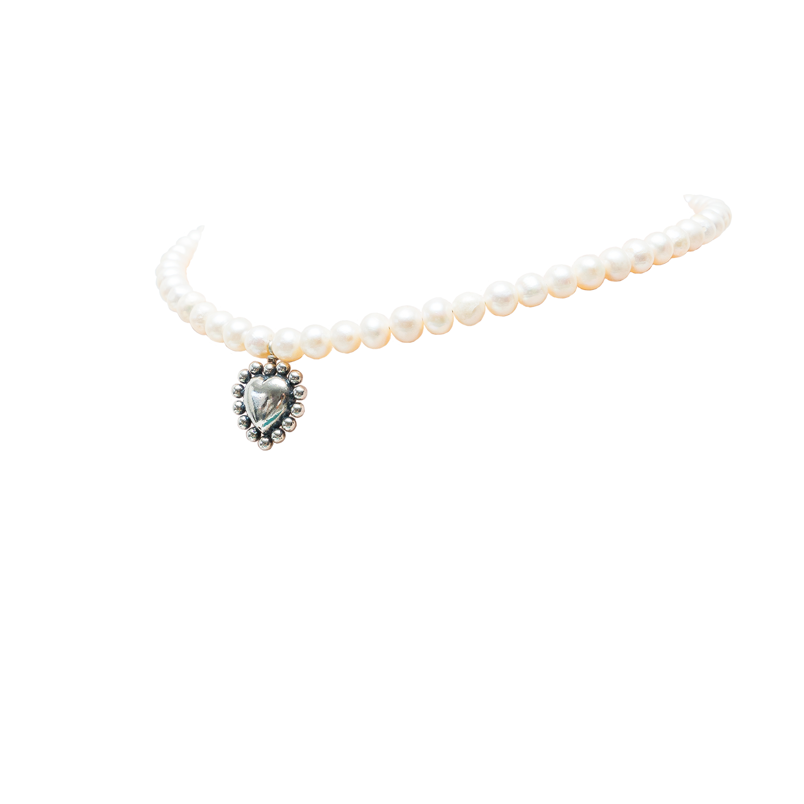 Collar Corazón Puntos Perlitas