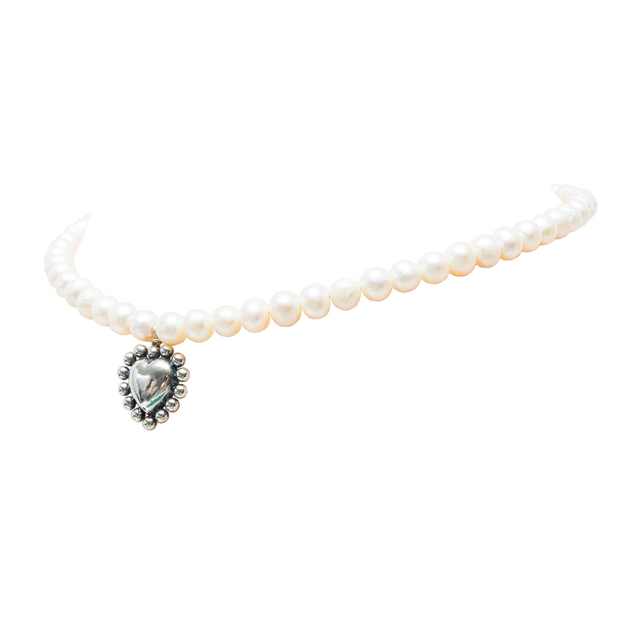 Collar Corazón Puntos Perlitas