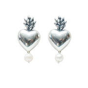 Aretes Corazón Ardiente con Perla