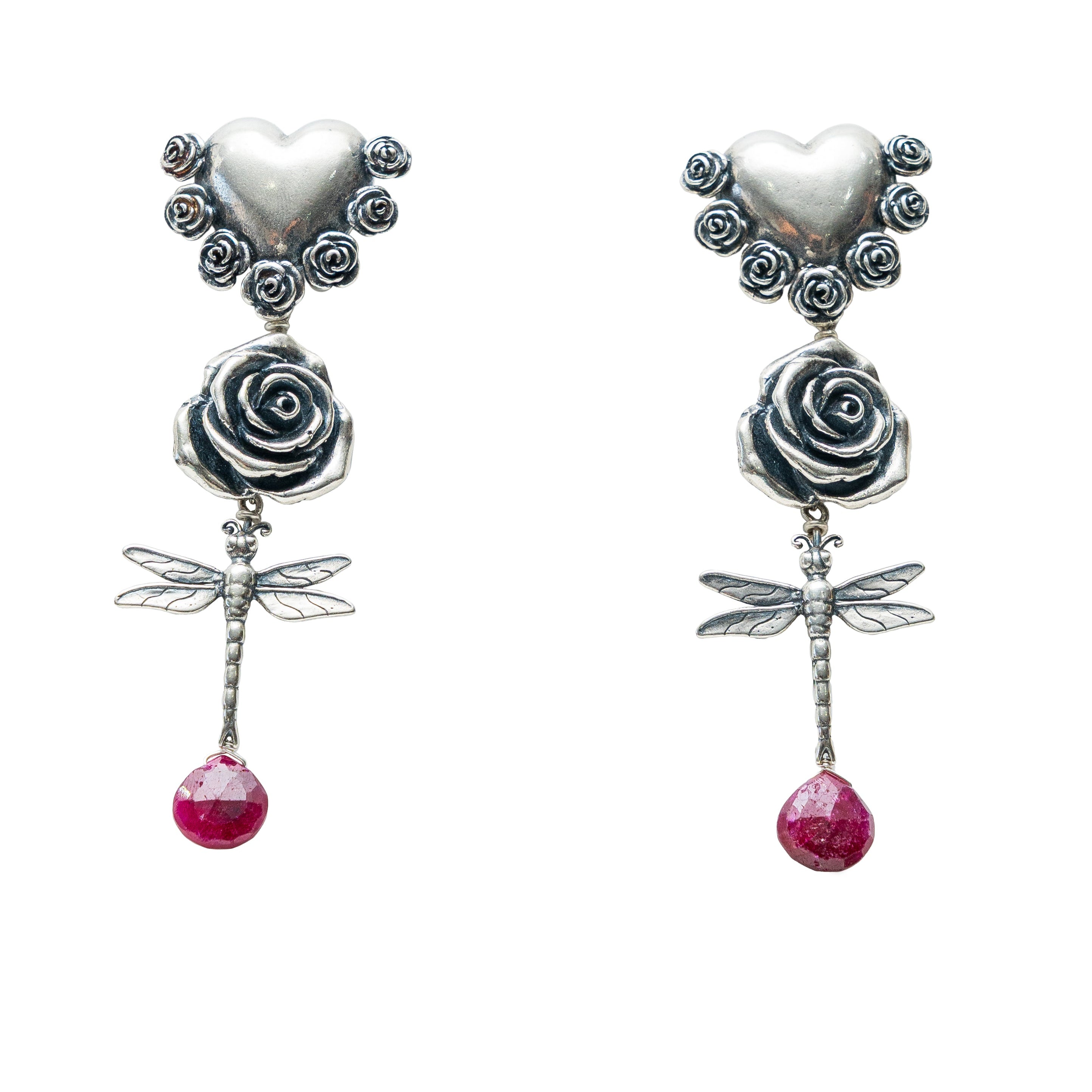 Aretes Libélula Corazón