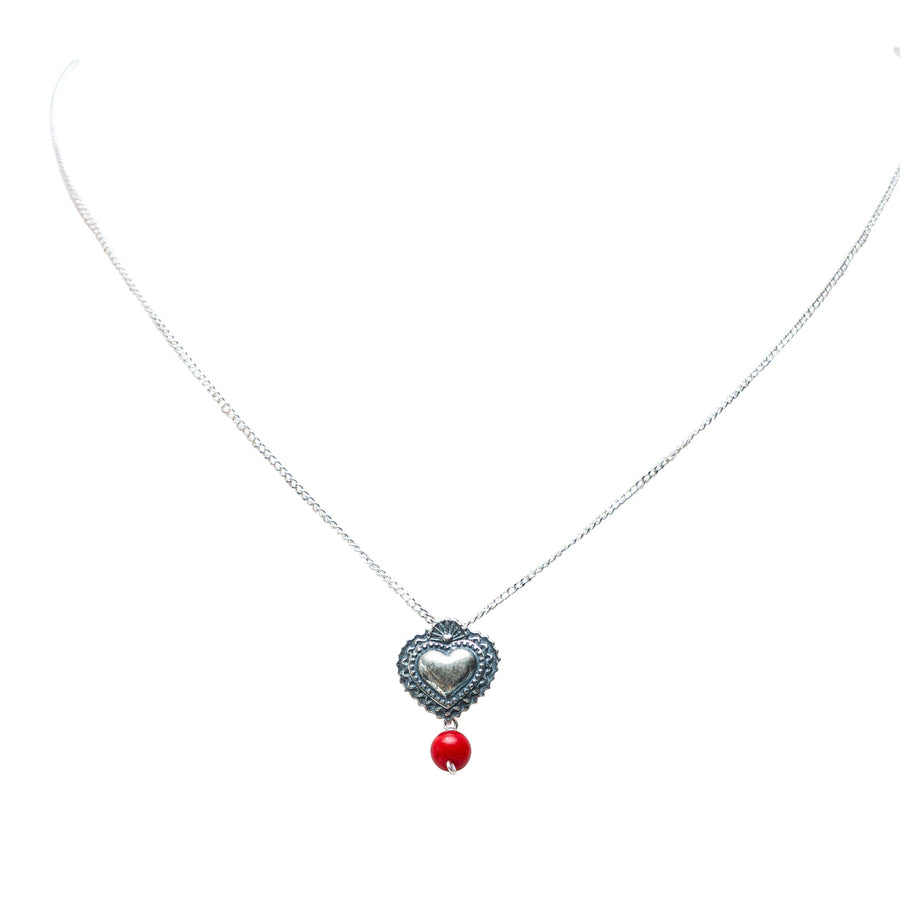 Dije Corazón bordado Coral