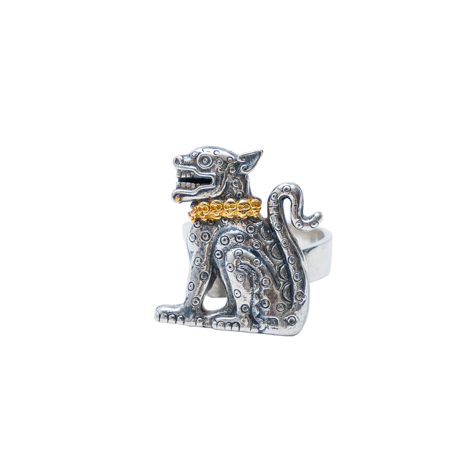 Anillo Guerrero Jaguar Dorado