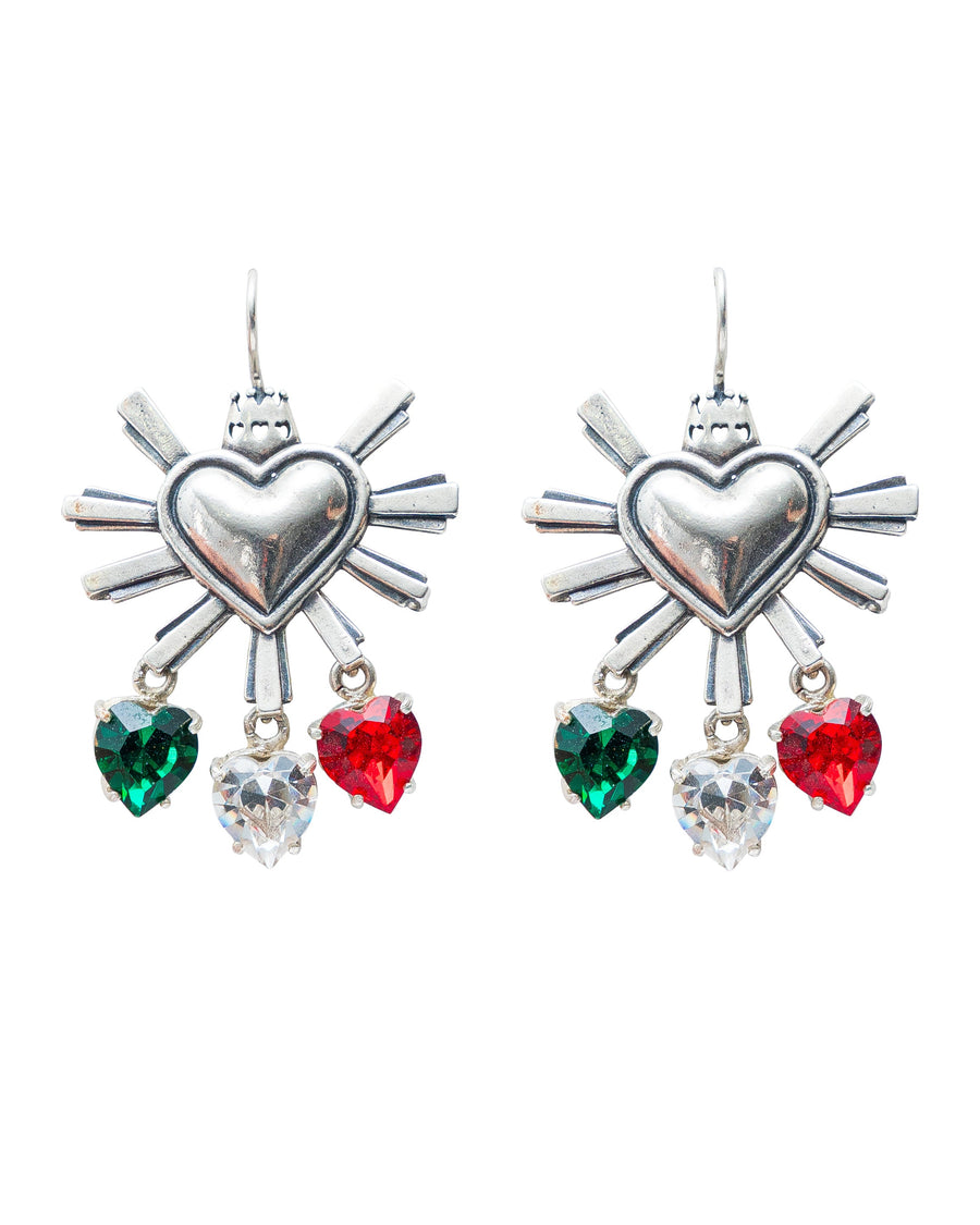 Aretes Corazón Tricolor