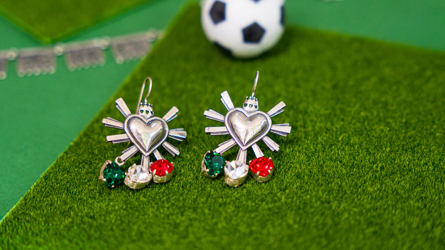 Aretes Corazón Tricolor
