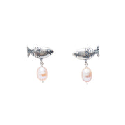 Aretes Pez con Perlita Rosa