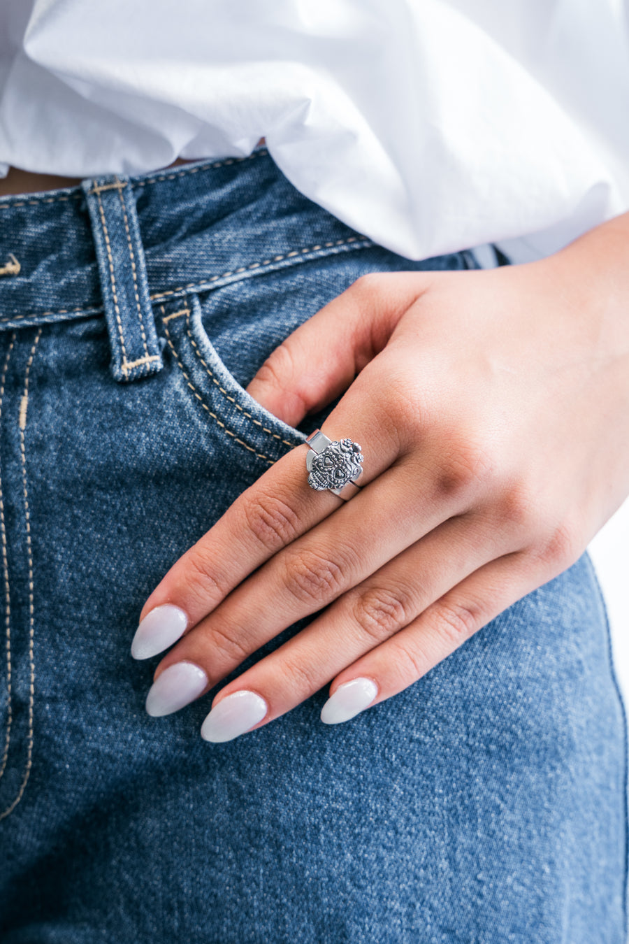 Anillo Calavera Ojos Corazón Chica