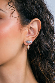 Aretes Pez con Perlita Rosa