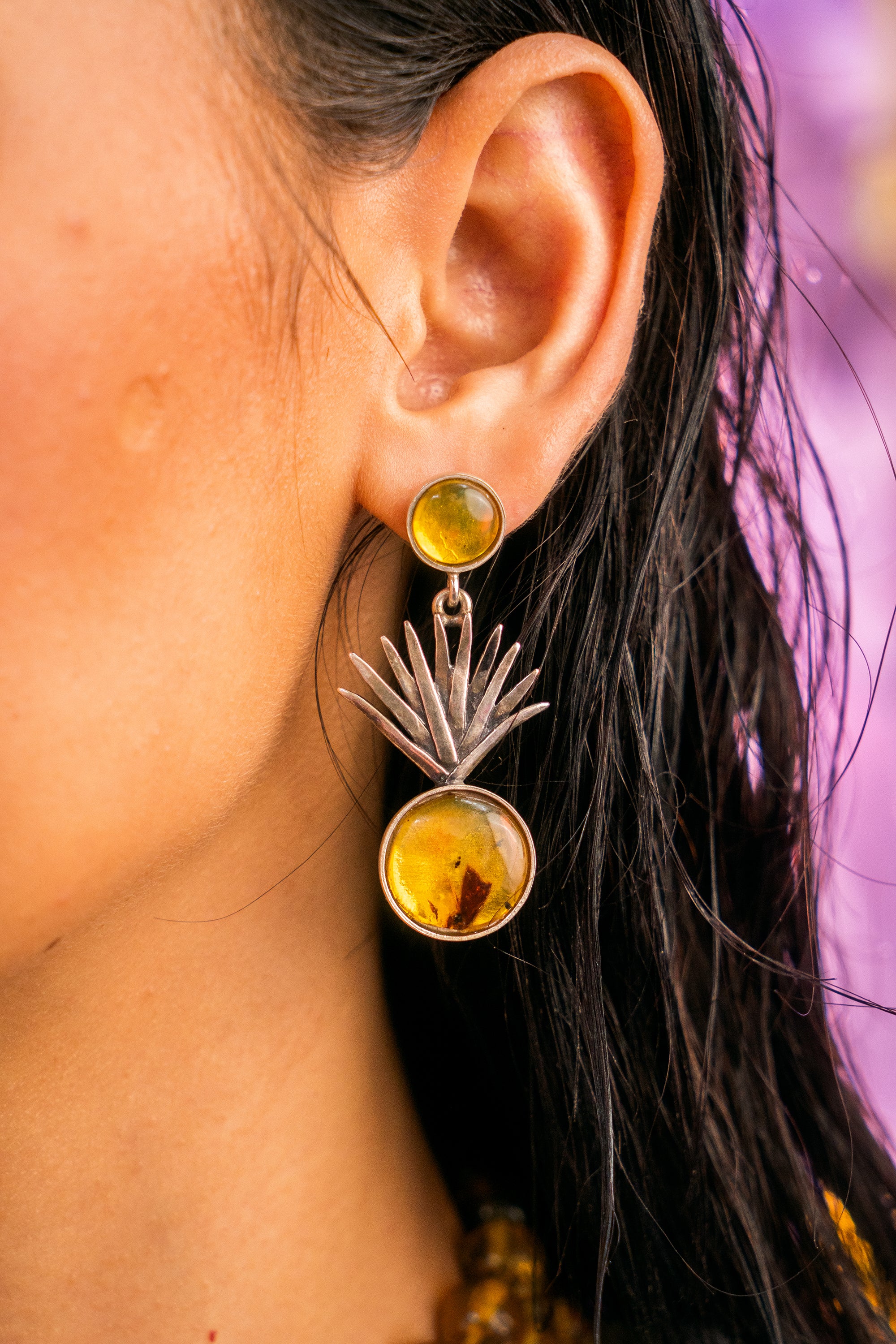 Aretes Gotas de Agave Ámbar