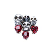 Anillo Calaveras 3 Corazones Carmesí