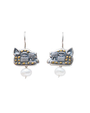 Aretes Cabeza de Jaguar con Perla