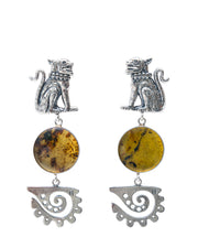 Aretes Guerrero Jaguar con Ámbar