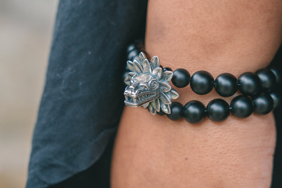 Pulsera Quetzalcóatl Obsidiana