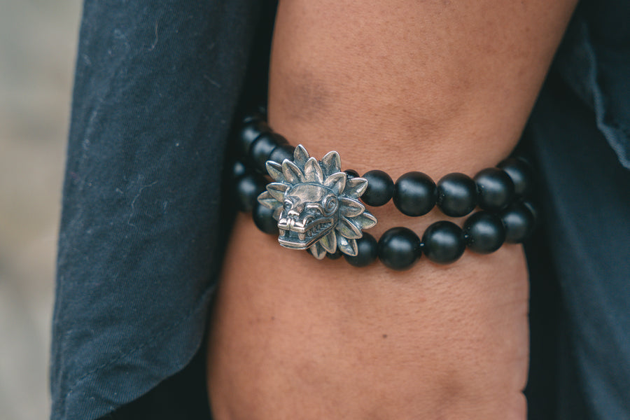 Pulsera Quetzalcóatl Obsidiana