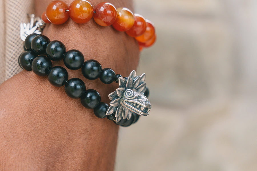 Pulsera Quetzalcóatl Obsidiana