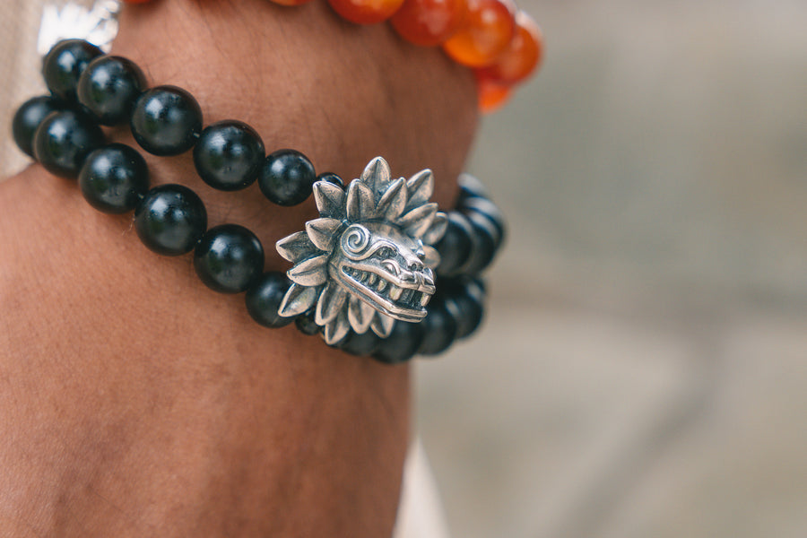 Pulsera Quetzalcóatl Obsidiana