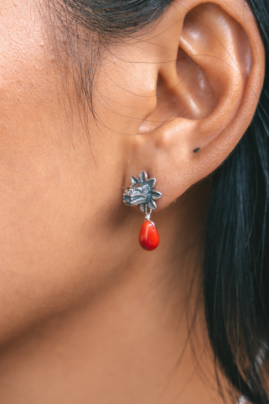 Aretes Quetzalcóatl Rojo