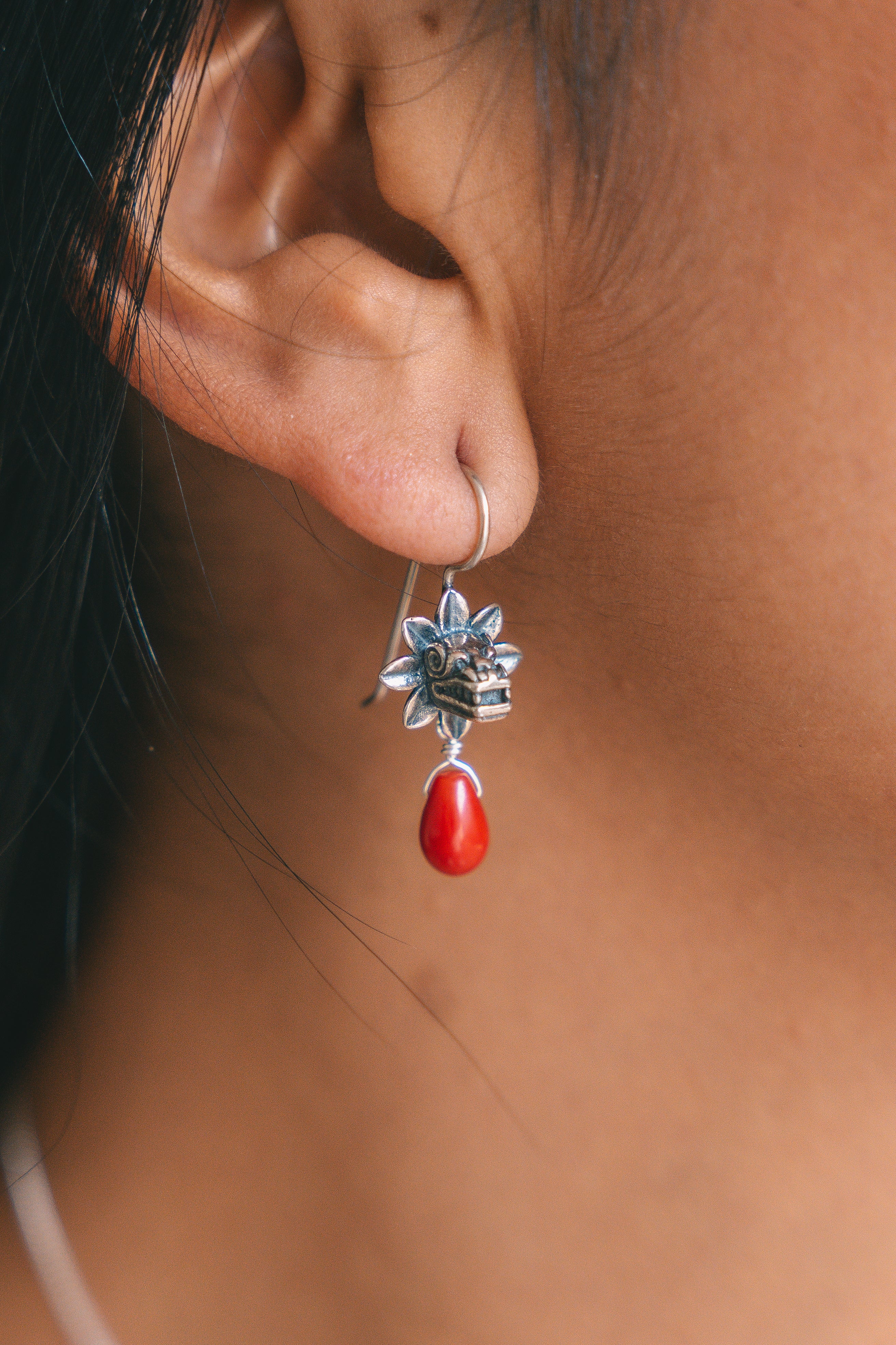 Aretes Quetzalcóatl Rojo