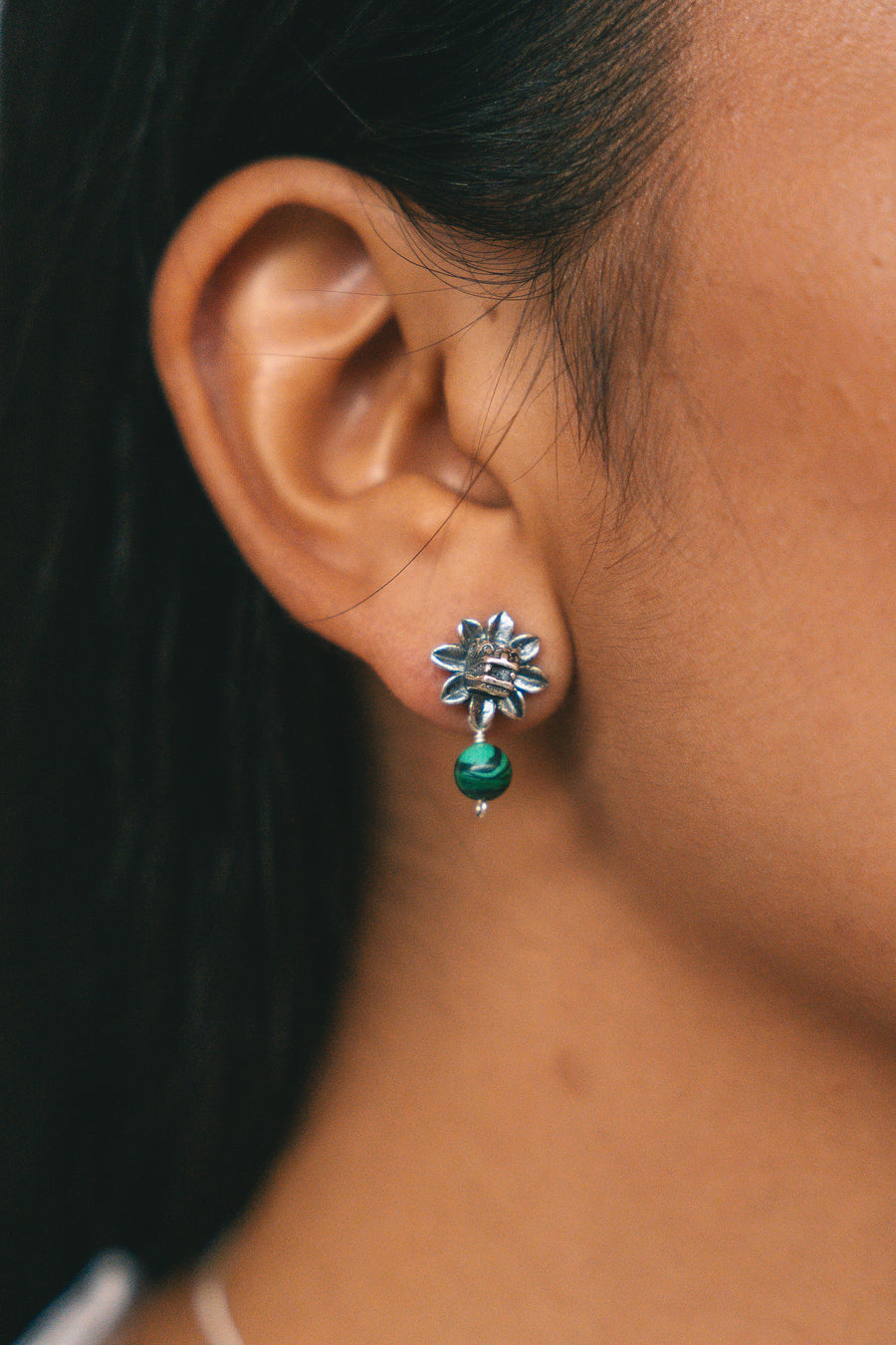 Aretes Quetzalcóatl Malaquita