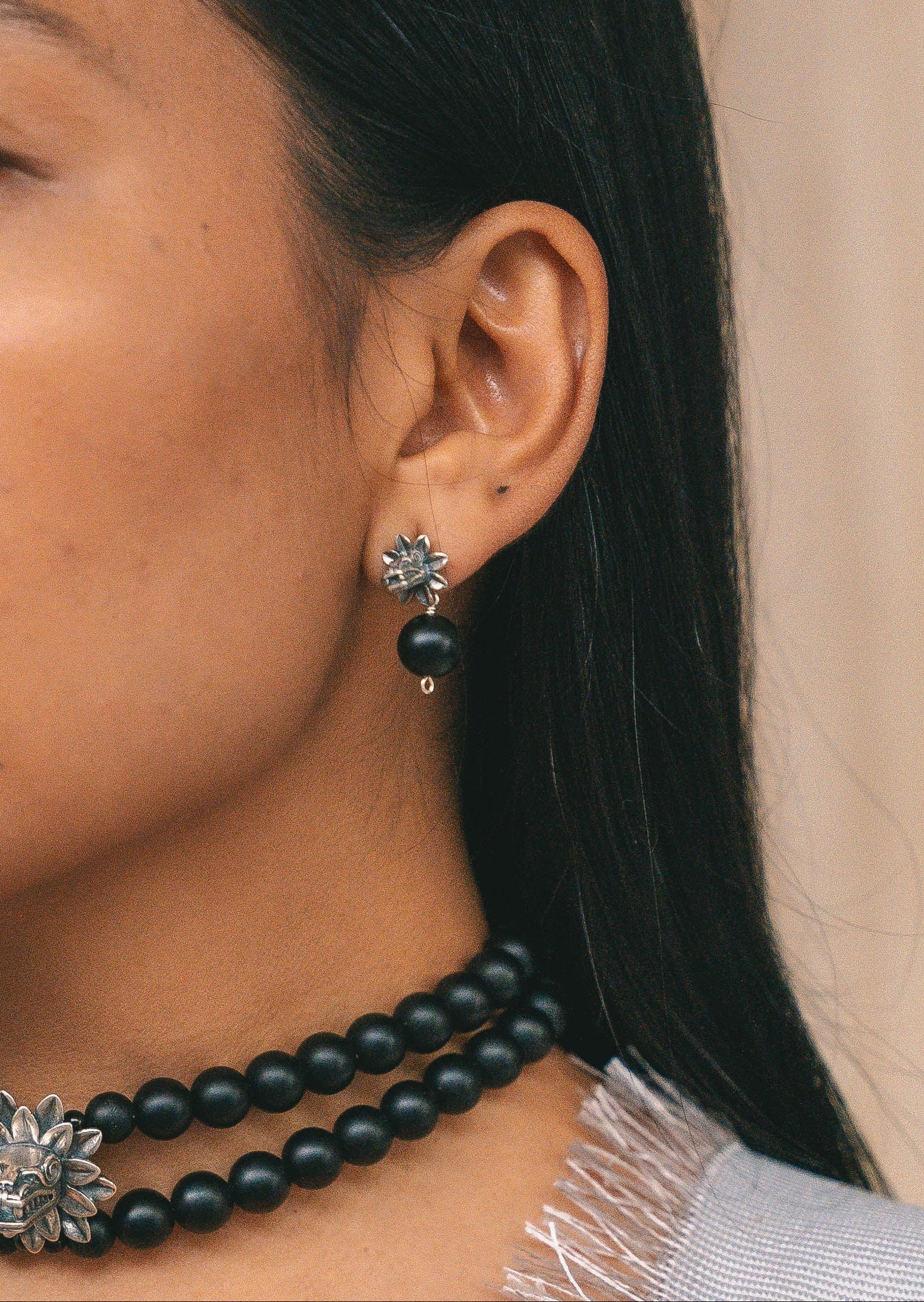 Aretes Quetzalcóatl Obsidiana