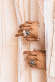 Anillo Cuarzo doble punta con Cráneo