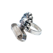 Anillo Cuarzo doble punta con Cráneo