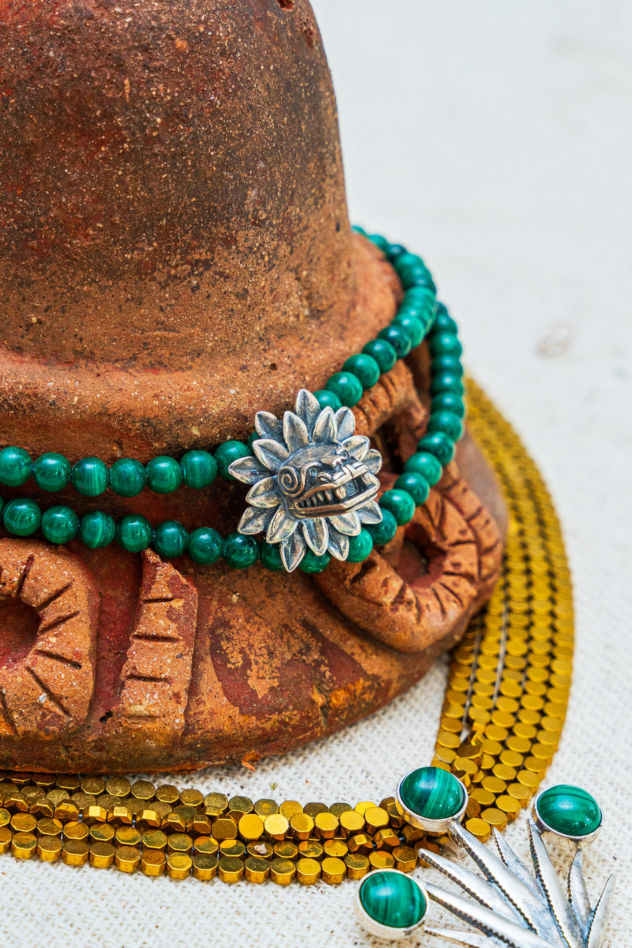 Choker Quetzalcóatl Malaquita