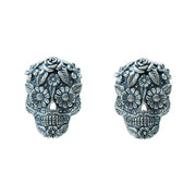 Aretes Calavera Ojos Flor Mediana