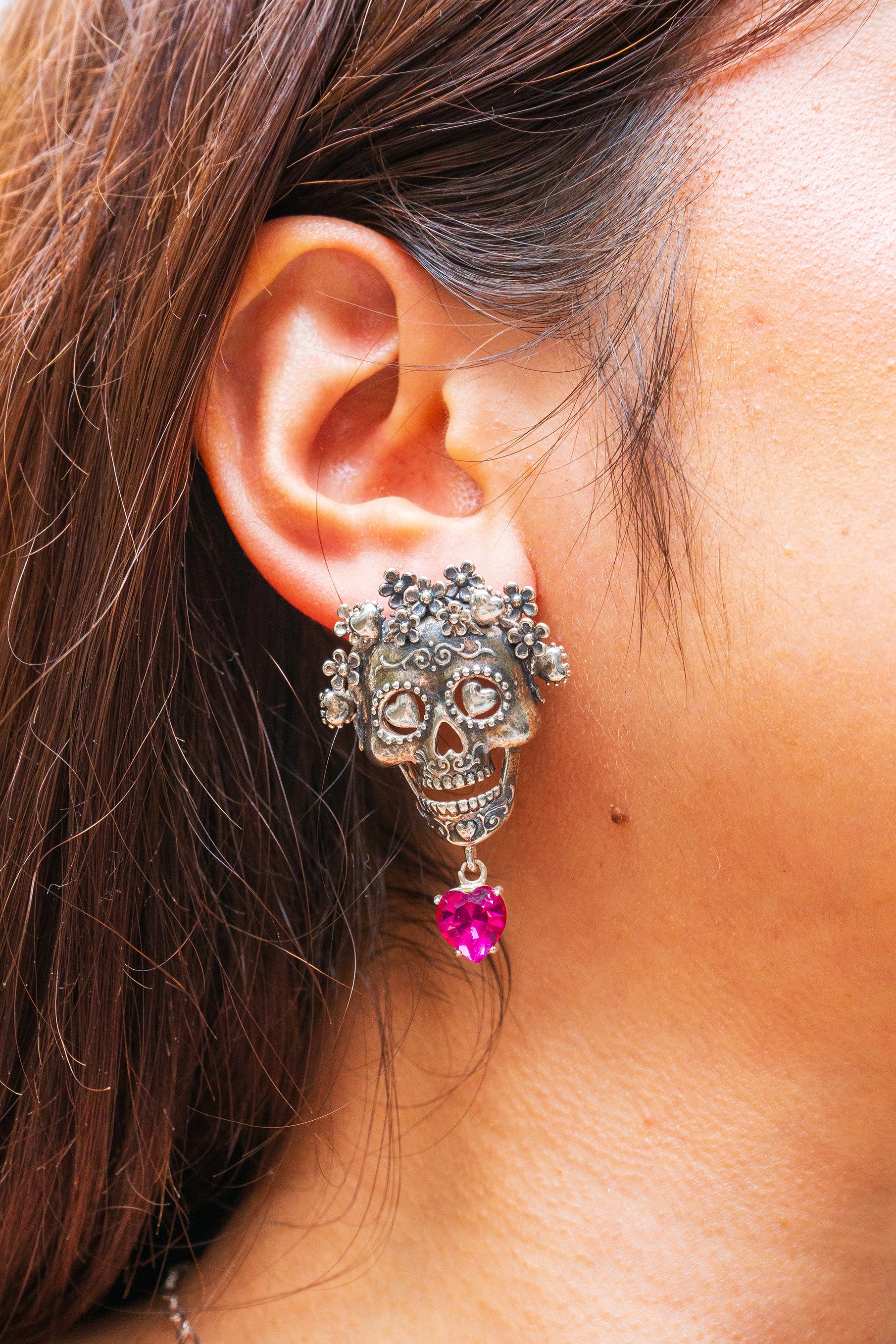 Aretes Calavera Caramelo