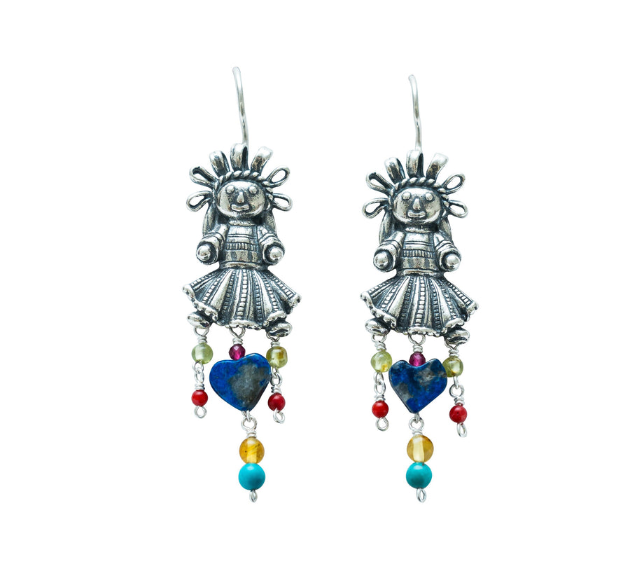 Aretes Muñeca de Listones Lapislázuli