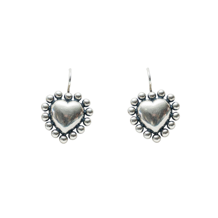 Aretes Corazón con puntos Medianos Arillo
