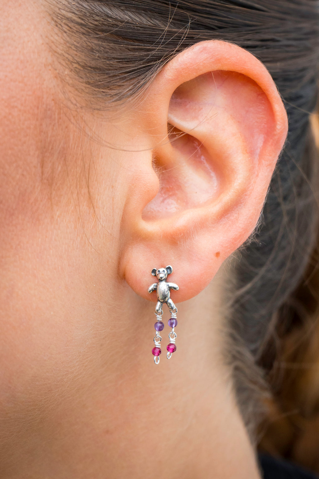 Aretes Osito Púrpura