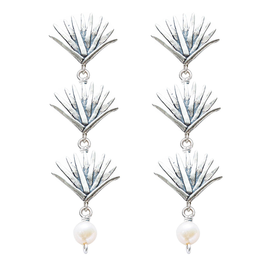 Aretes Trío de Agaves con Perla