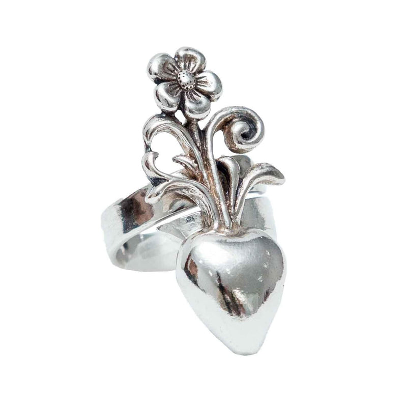 Anillo Corazón con Flor CM019 Anillo