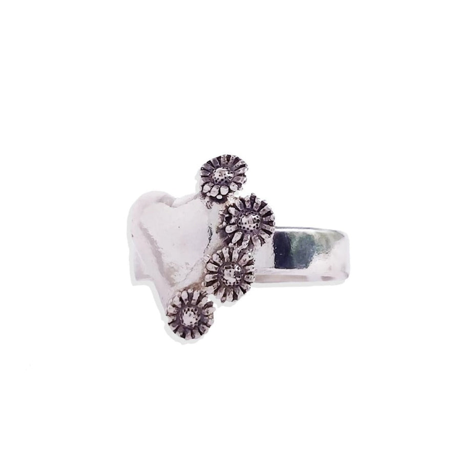 Anillo Corazón Con Flores