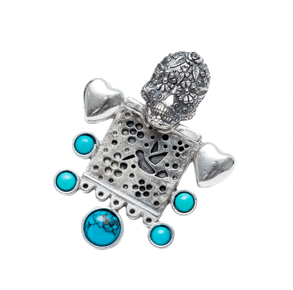 Anillo Papel Picado Colibrí y Calavera CALA004 Anillo