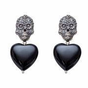 Aretes Calavera Corazón Ónix CAL002 Aretes