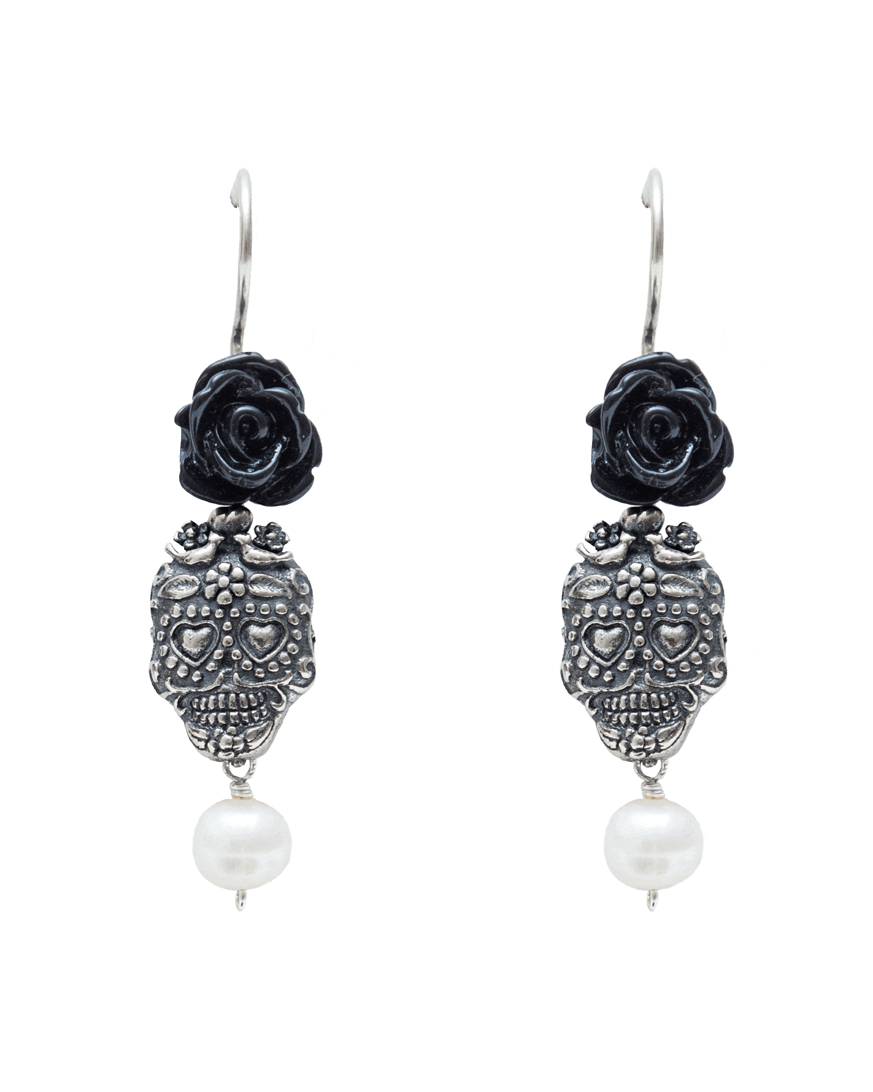 Aretes Calaveras Rosa Negra Gabriela Sánchez Aretes