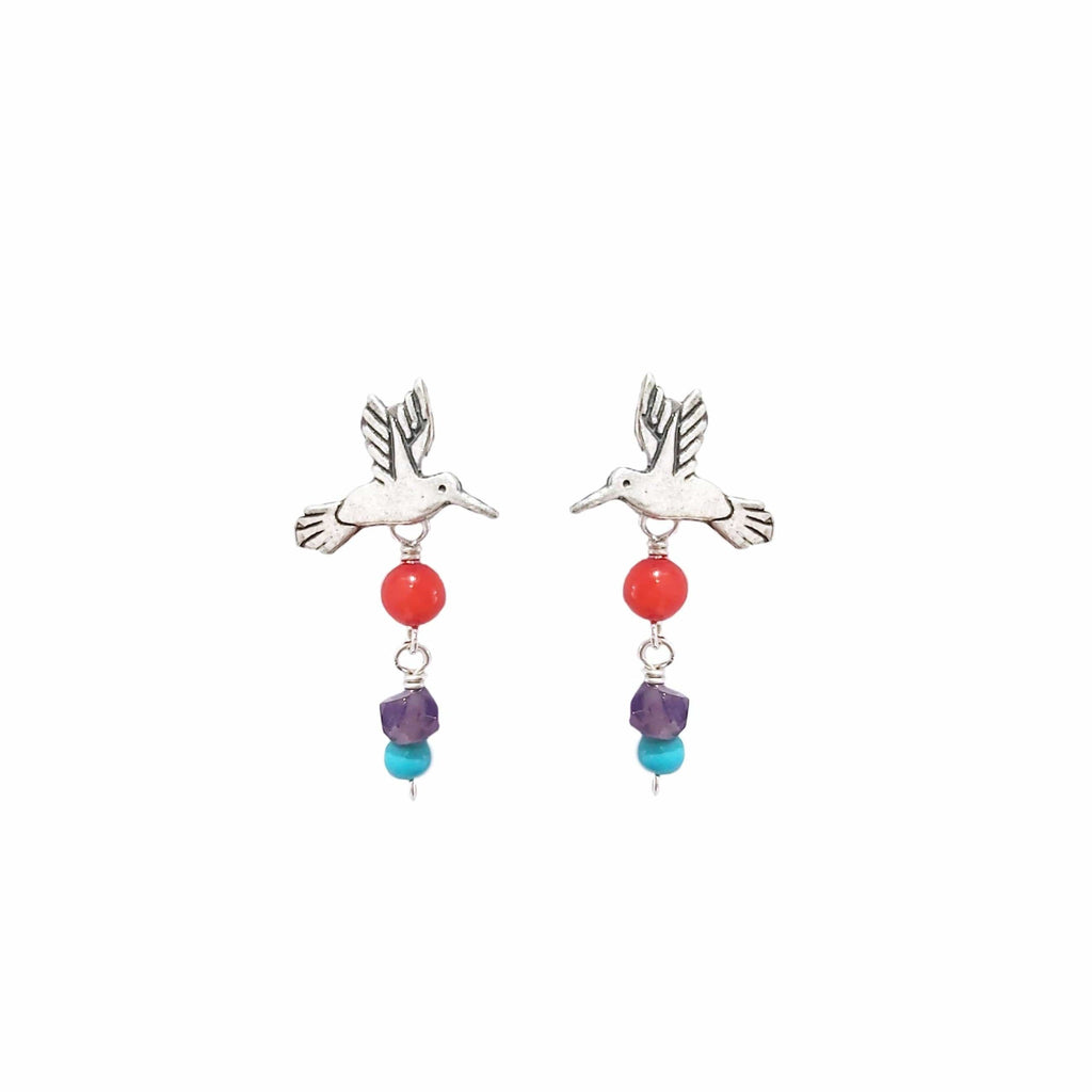 Aretes Colibrí Mini Coral Gabriela Sánchez Aretes