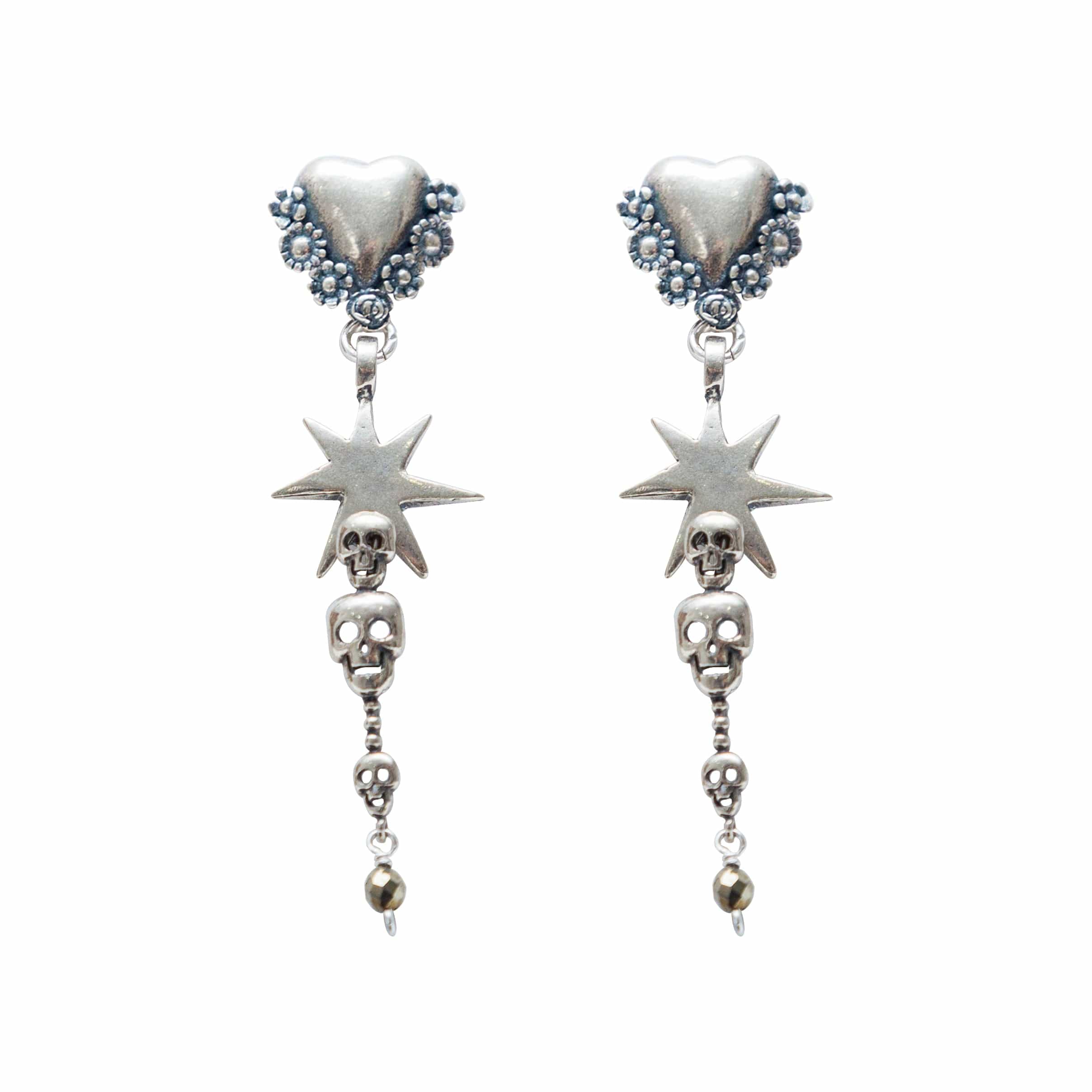 Aretes Corazón con Cráneos CALA018 Aretes