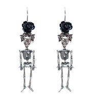 Aretes Calacas con Flor Negra