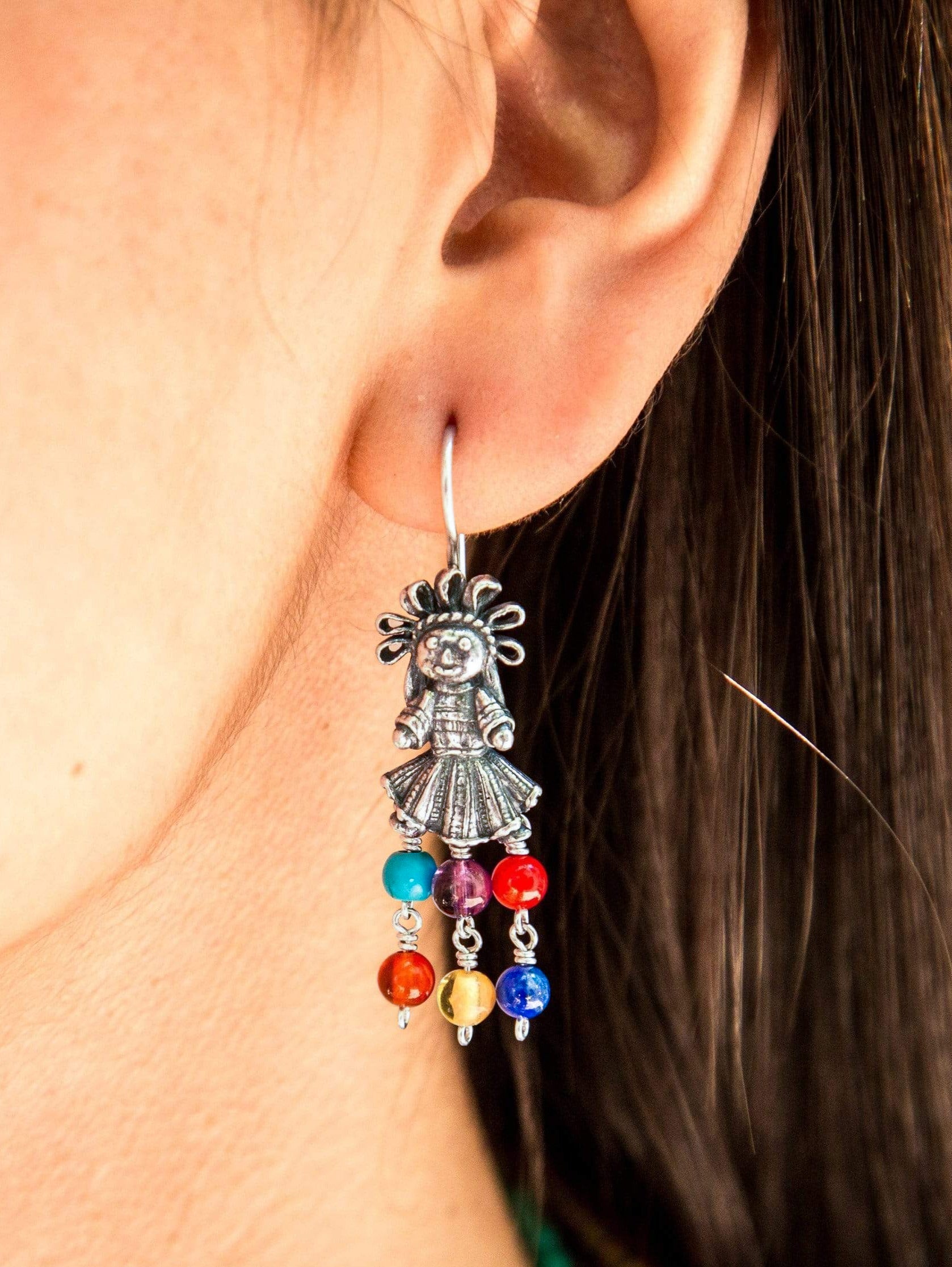 Aretes Muñeca Chica Multicolor