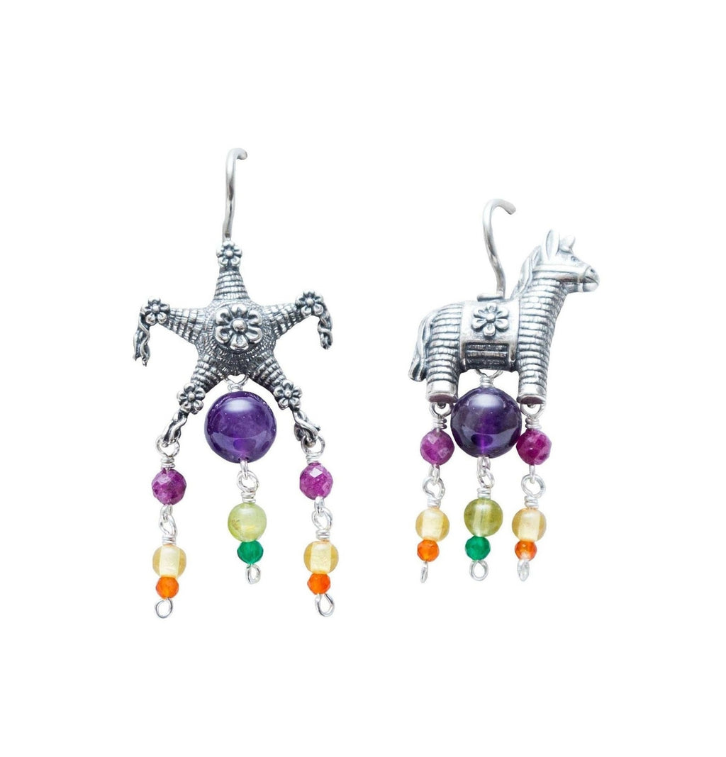 Aretes Piñata y Burrito Amatista