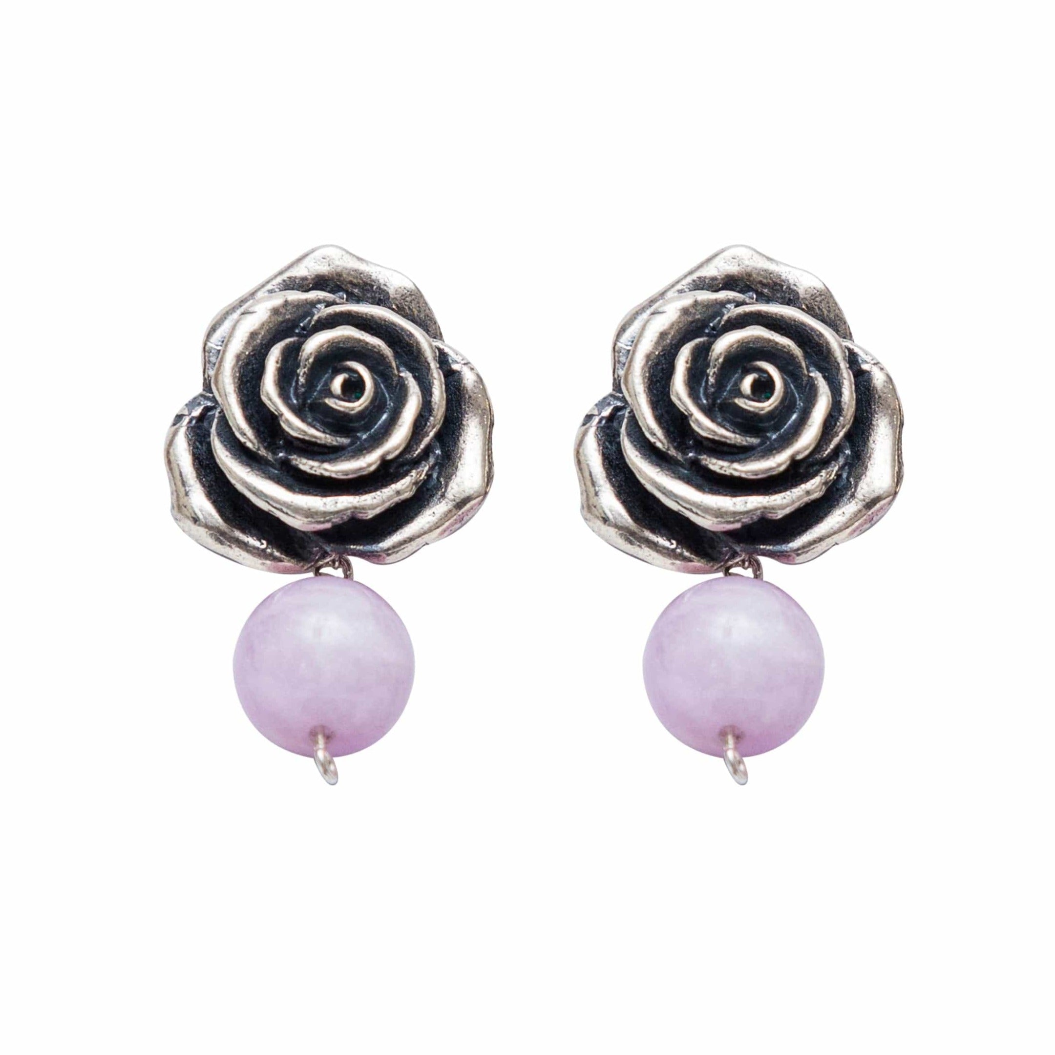 Aretes Rosas Mediana Kunzita AMA001 Aretes