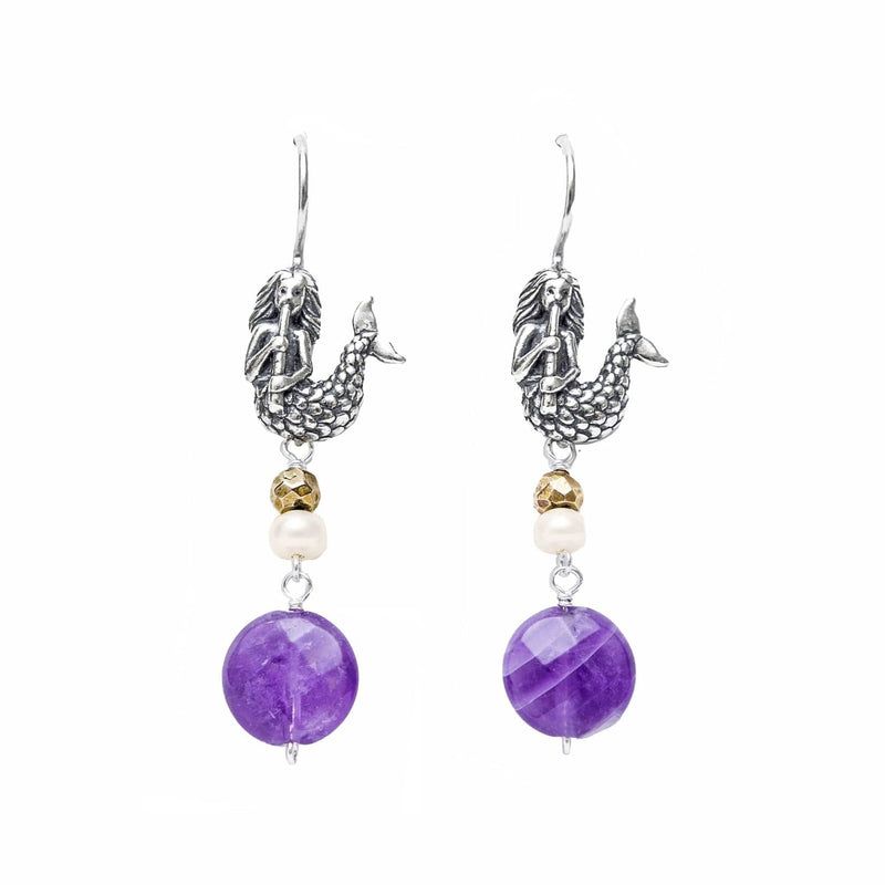 Aretes Sirena Canto Amatista AM015 Aretes