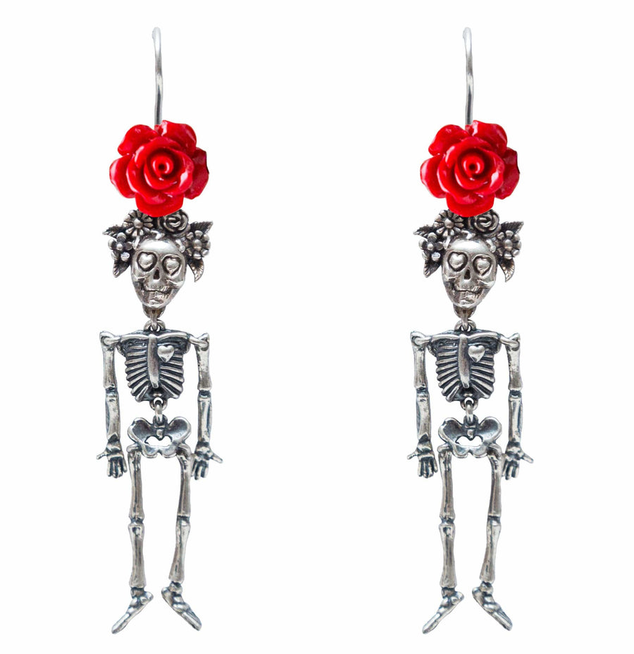 Aretes Calacas con Flor Gabriela Sánchez Aretes