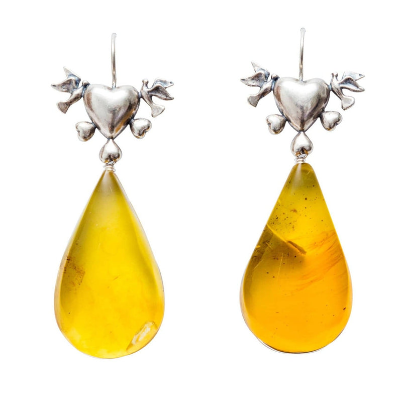 Aretes Corazón en Ámbar Gabriela Sánchez Aretes